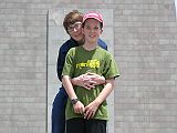 Ecuador Quito 04-04 Charlotte Ryan and Peter Ryan On The Equator At Mitad Del Mundo